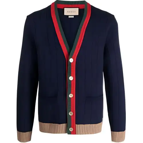【AR try-on】Web-stripe wool cardigan