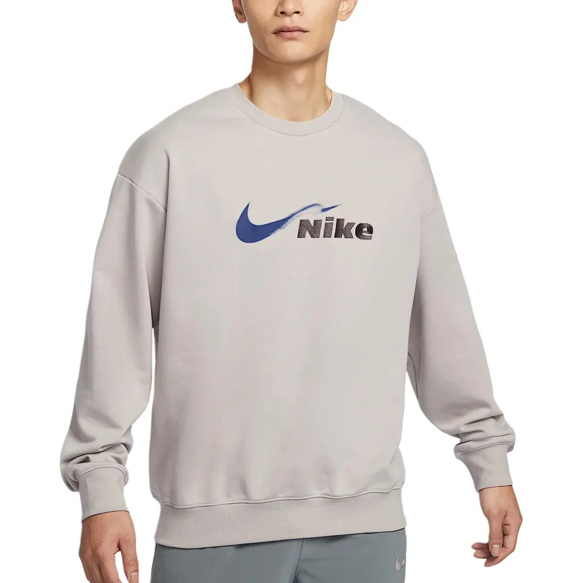 Nike Dri Fit Track Club Sweatshirt Men's Preppy Gray/Blue Color Cavity/Medium