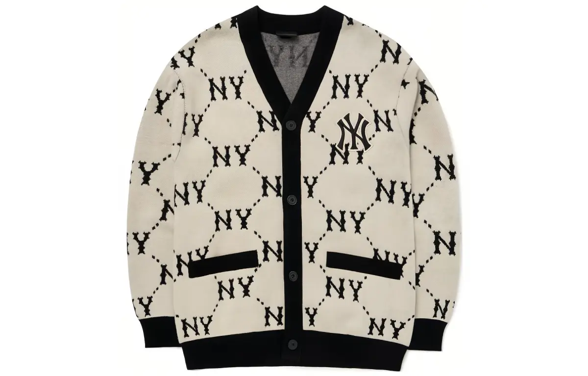 MLB Monogram Sweaters Unisex White V-neck Moderate
