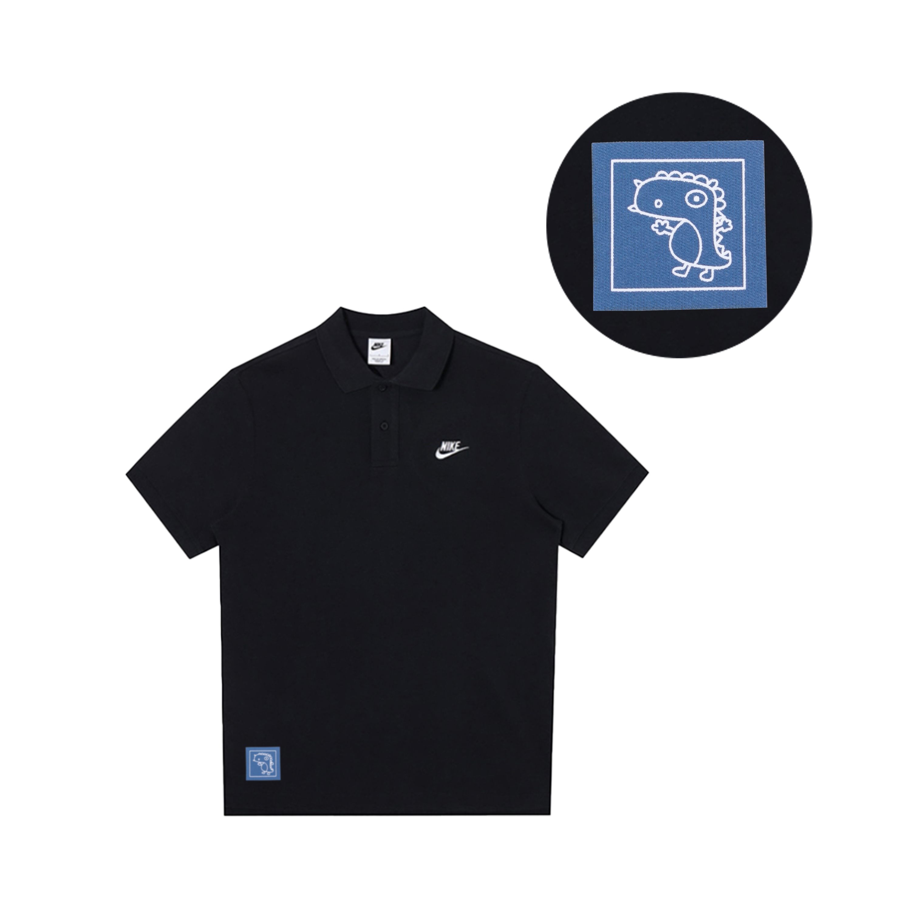 Nike, uniform, cartoon sports black polo for leisure, custom-made, with short sleeve