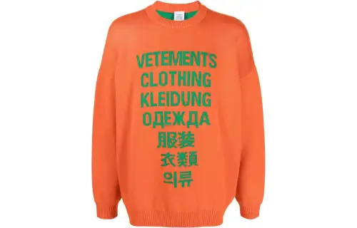 Vetements Sweaters Unisex Orange Crew Neck Moderate Other