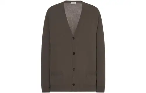 THE ROW Sweaters Men's Gray Green V Neck Moderate Cardigan