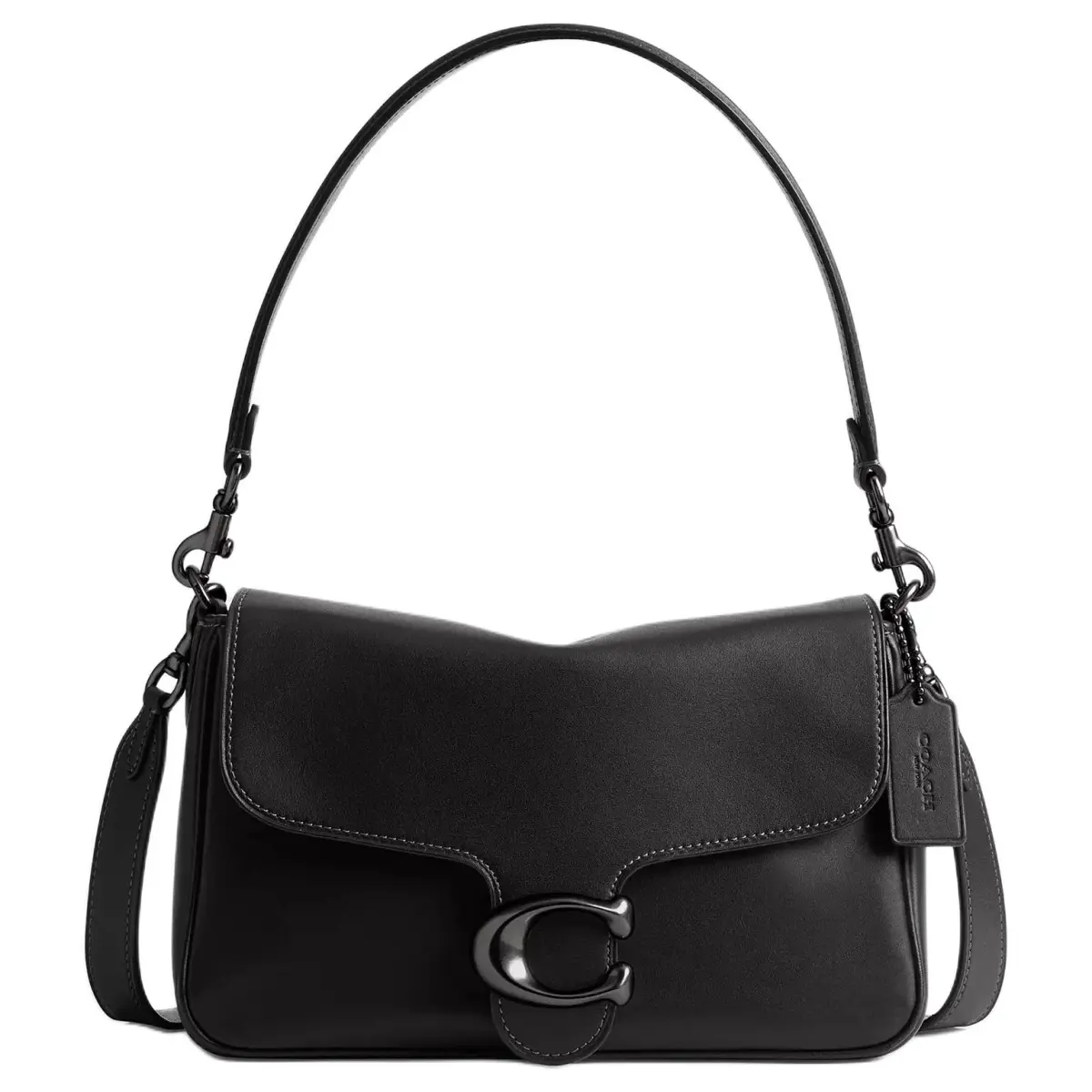 COACH Soft Tabby Smooth Leather Shoulder Bag Medium Women's Black