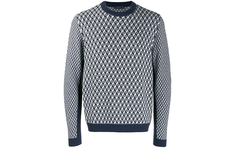 PRADA Cashmere Sweaters Men's Blue Crew Neck Moderate