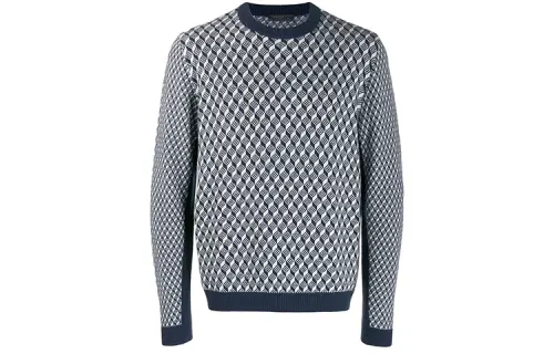 PRADA Cashmere Sweaters Men's Blue Crew Neck Moderate