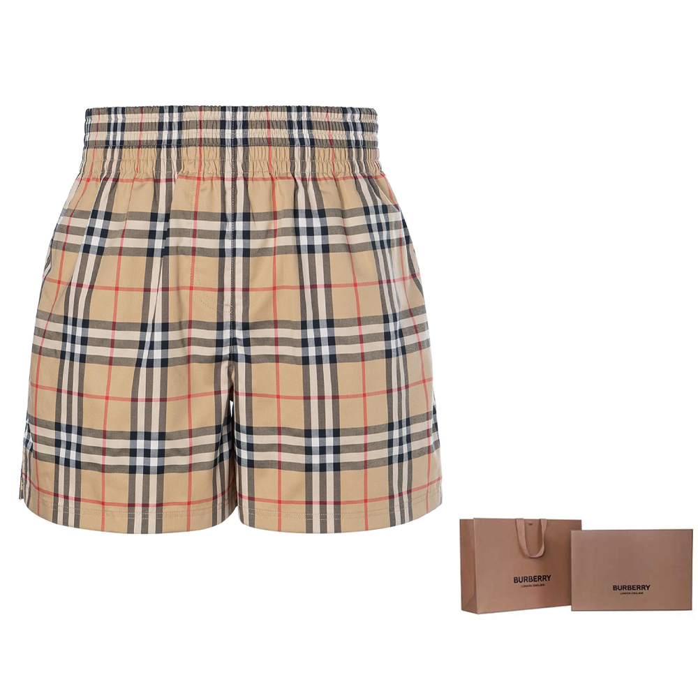 Женские шорты Burberry (бежевые) — фото 11