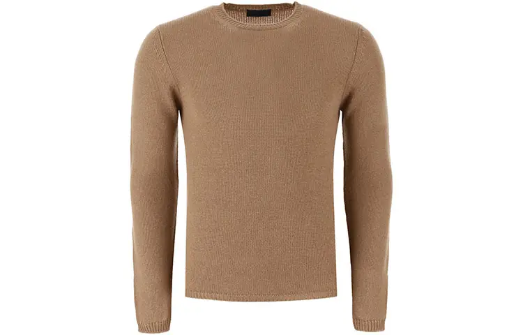 PRADA Cashmere Sweaters Men's Umber Crew Neck Thickened