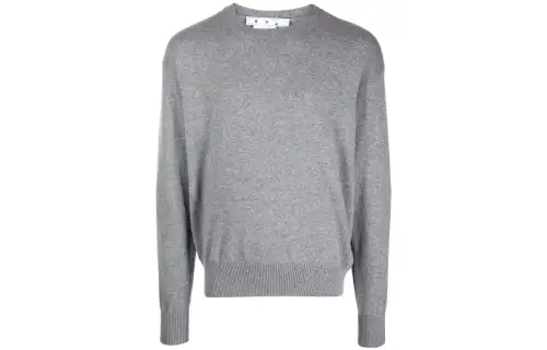 OFF WHITE Cashmere Sweaters Men's Gray Crew Neck Moderate