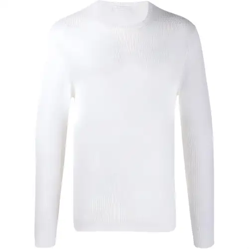 PRADA Cashmere Sweaters Men's White Crew Neck Moderate