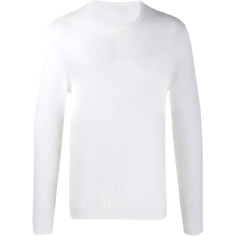 PRADA Cashmere Sweaters Men's White Crew Neck Moderate