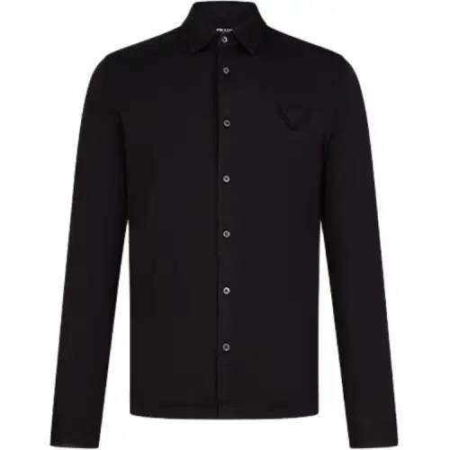 PRADA Shirts Men's Black Lapel Moderate Other