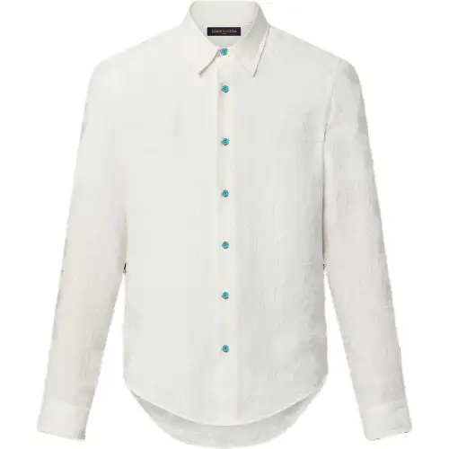 LOUIS VUITTON Long-Sleeved Jacquard Silk Shirt