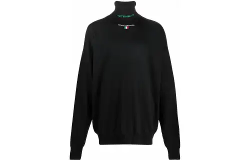 Vetements Sweaters Unisex Black Turtleneck Moderate Base Layer