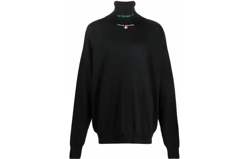 Vetements Sweaters Unisex Black Turtleneck Moderate Base Layer