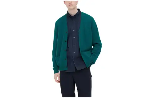 UNIQLO Sweaters Unisex Turquoise V Neck Moderate Cardigan