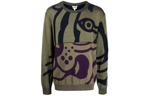 KENZO Sweaters Men's Green Crew Neck Moderate A Line