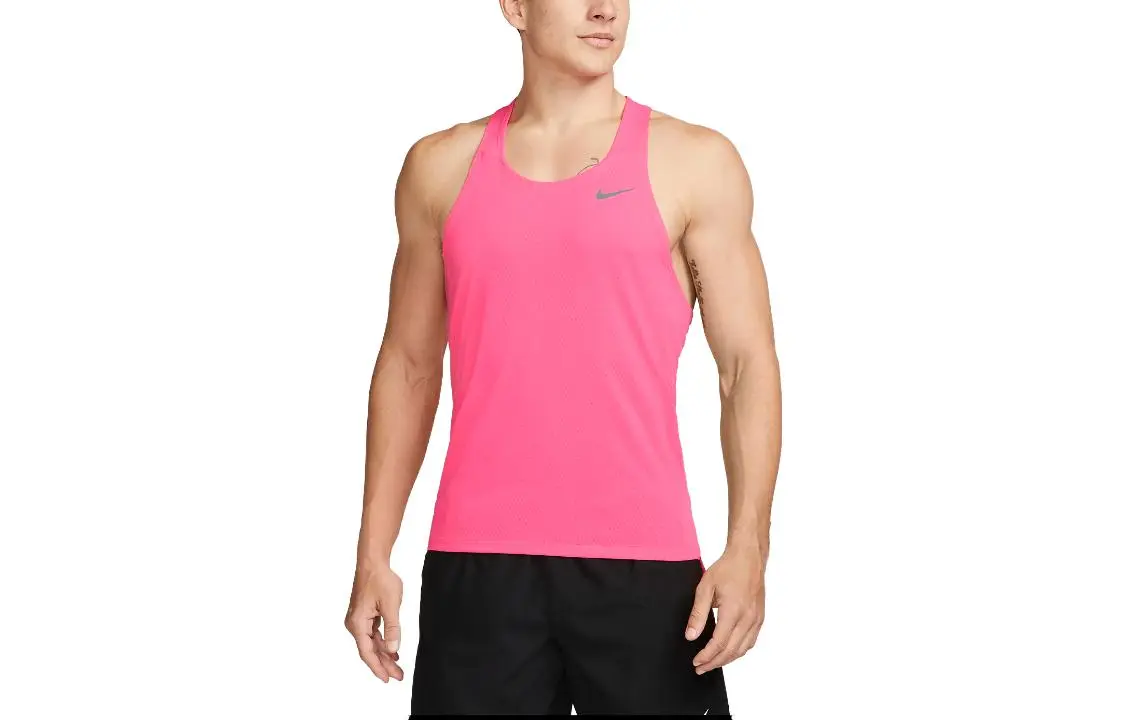 Nike Tank Tops Men's Dark Pink Crew Neck Moderate Straight Fit