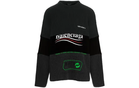 Balenciaga Sweaters Men's Black Crew Neck Moderate Straight Fit