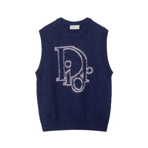 DIOR Cashmere Sweaters Men's Blue Crew Neck Moderate
