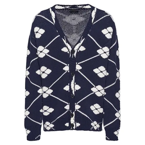 PRADA Cashmere Sweaters Men's Blue Crew Neck Moderate