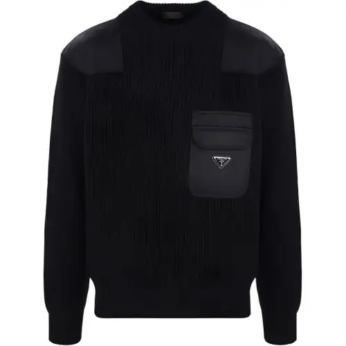 PRADA Patch Detailed Crewneck Knitted Jumper