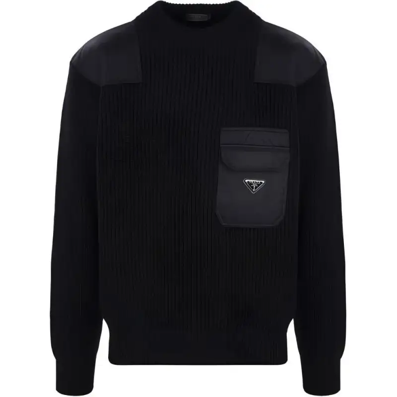 PRADA Patch Detailed Crewneck Knitted Jumper