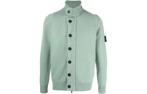 STONE ISLAND Sweaters Men's Mint Green Stand Collar Moderate Base Layer