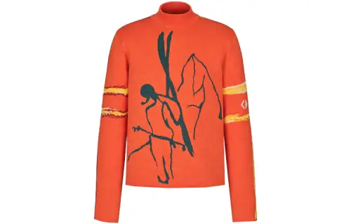 DIOR Quarterly New Products Sweaters Men's Orange Crew Neck Moderate Straight Fit