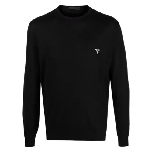 PRADA Sweaters Men's Black Crew Neck Moderate
