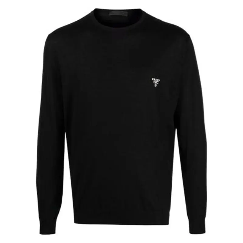 PRADA Sweaters Men's Black Crew Neck Moderate