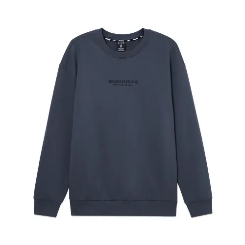 Skechers Sports League Collection Knitted Fabric Pullover Crew Neck Fleece Lined Long Sleeved Sweatshirt Unisex