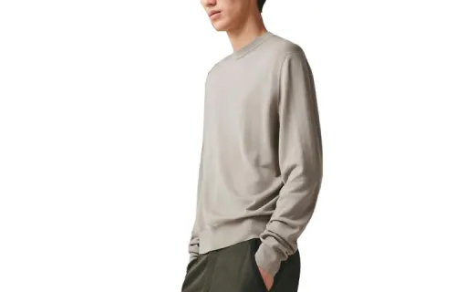 HERMES Sweaters Men's Beige Gray Crew Neck Moderate Other