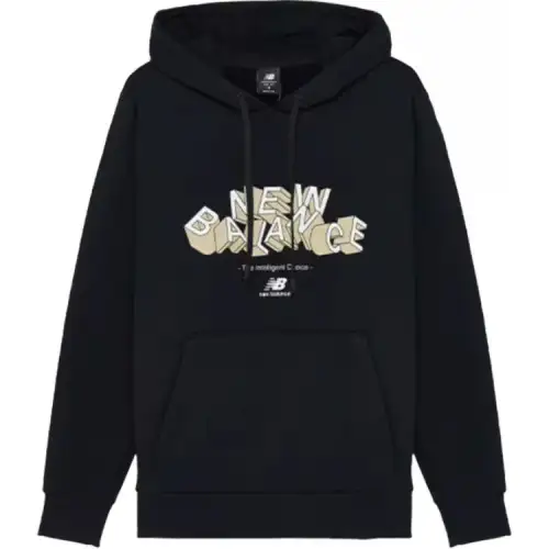 New Balance Letter Print Fleece Lined American Vintage Casual Sports Long Sleeved Sweatshirt Men's Black