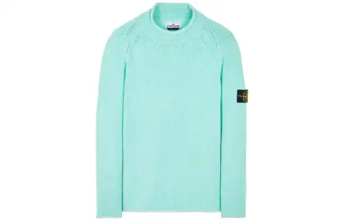STONE ISLAND Sweaters Men's Mint Green Crew Neck Moderate Straight Fit