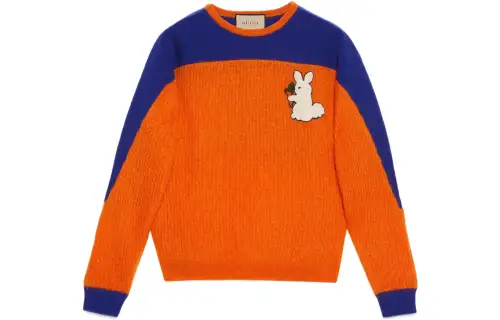 GUCCI Chinese New Year Sweaters Men's Orange Crew Neck Moderate A Line