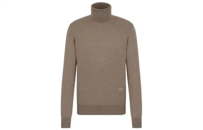 DIOR Cashmere Sweaters Men's Brown Turtleneck Moderate
