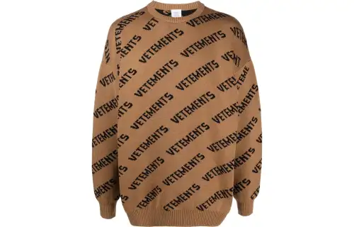 Vetements All-Over Logo Embroidered Knit Sweater