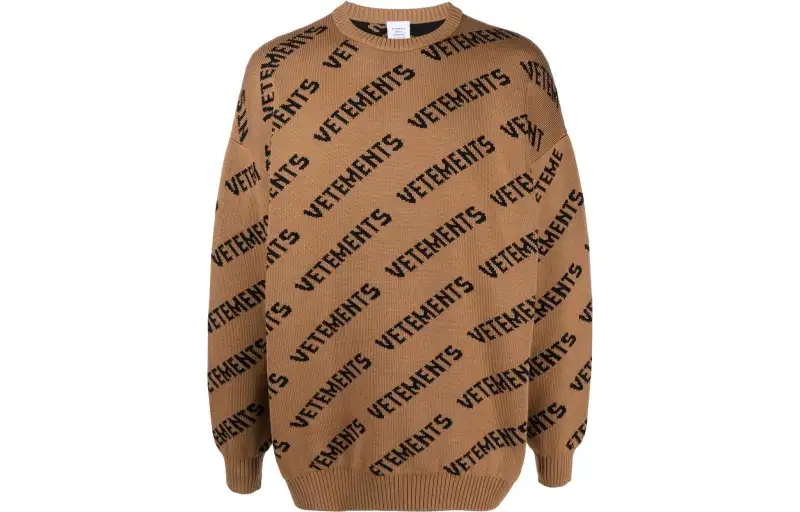 Vetements All-Over Logo Embroidered Knit Sweater