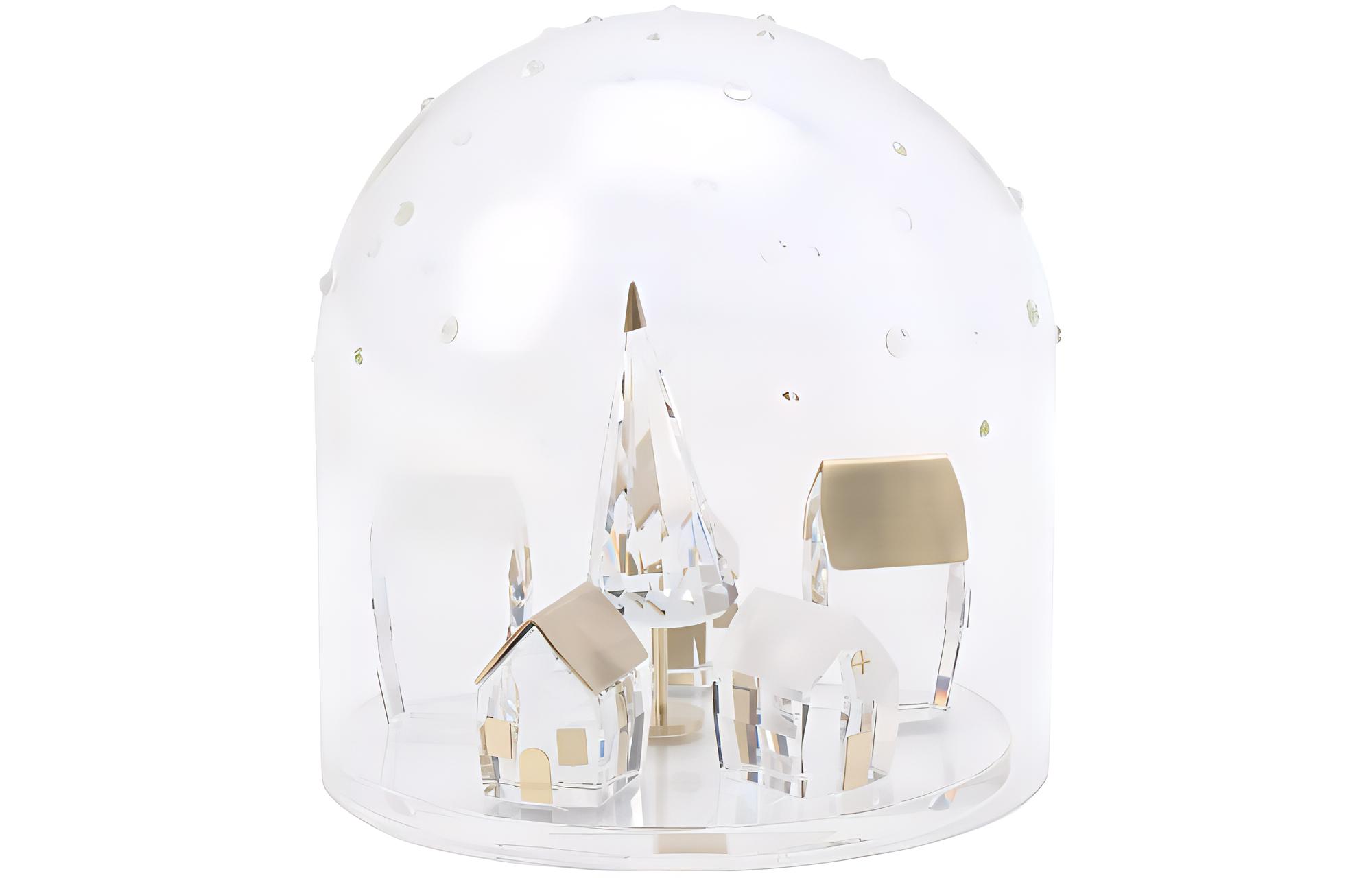 Swarovski Holiday Magic series decorative ornaments, winter village and transparent bell, white pendant decoration accessories, gift ornaments, home desktop, new home, living room, office, TV cabinet, dining table