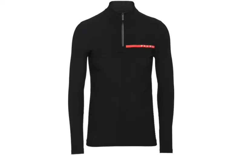 PRADA Sweaters Men's Black Stand Collar Moderate