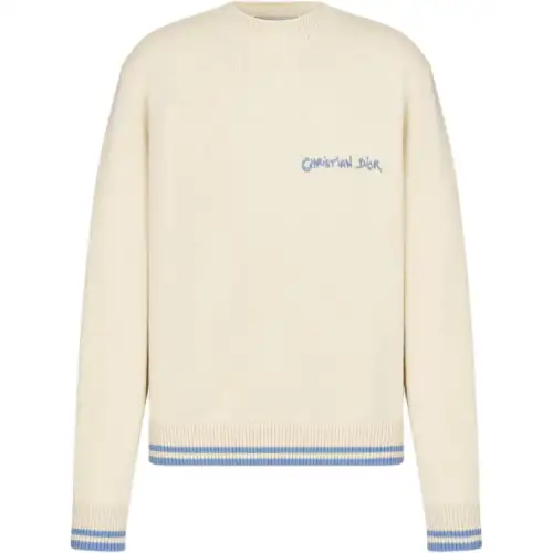 DIOR Sweaters Men's Beige Crew Neck Moderate