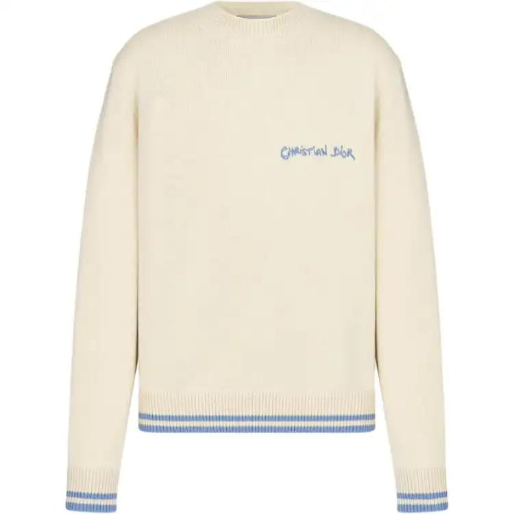DIOR Sweaters Men's Beige Crew Neck Moderate
