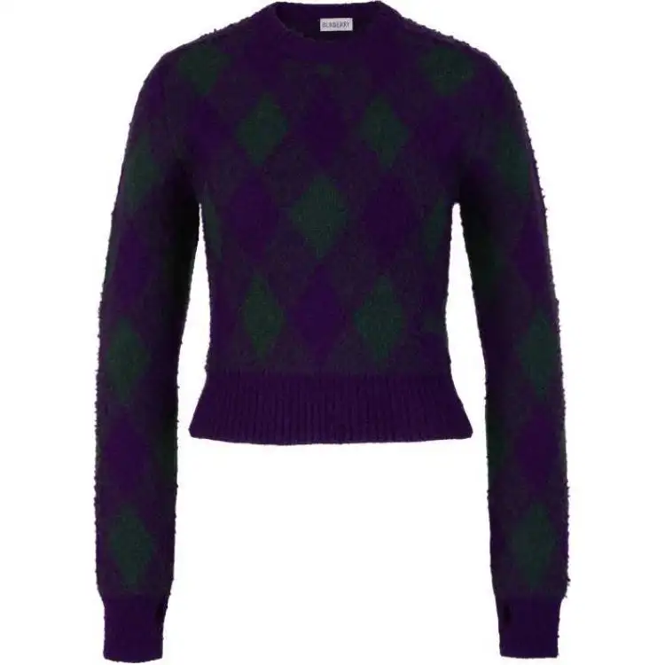 Burberry Argyle Intarsia Knit Cropped Jumper