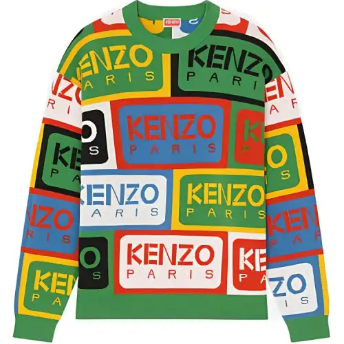 【Previous Season】Green Intarsia Knit Crew Neck Jumper