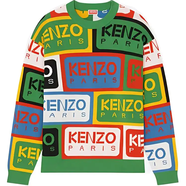 【Previous Season】Green Intarsia Knit Crew Neck Jumper