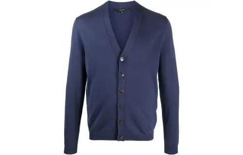 GUCCI Sweaters Men's Blue V Neck Moderate Cardigan