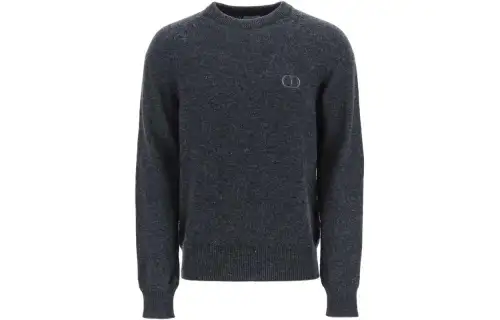 DIOR Quarterly New Products Sweaters Men's Gray Crew Neck Moderate Base Layer