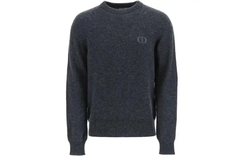 DIOR Quarterly New Products Sweaters Men's Gray Crew Neck Moderate Base Layer