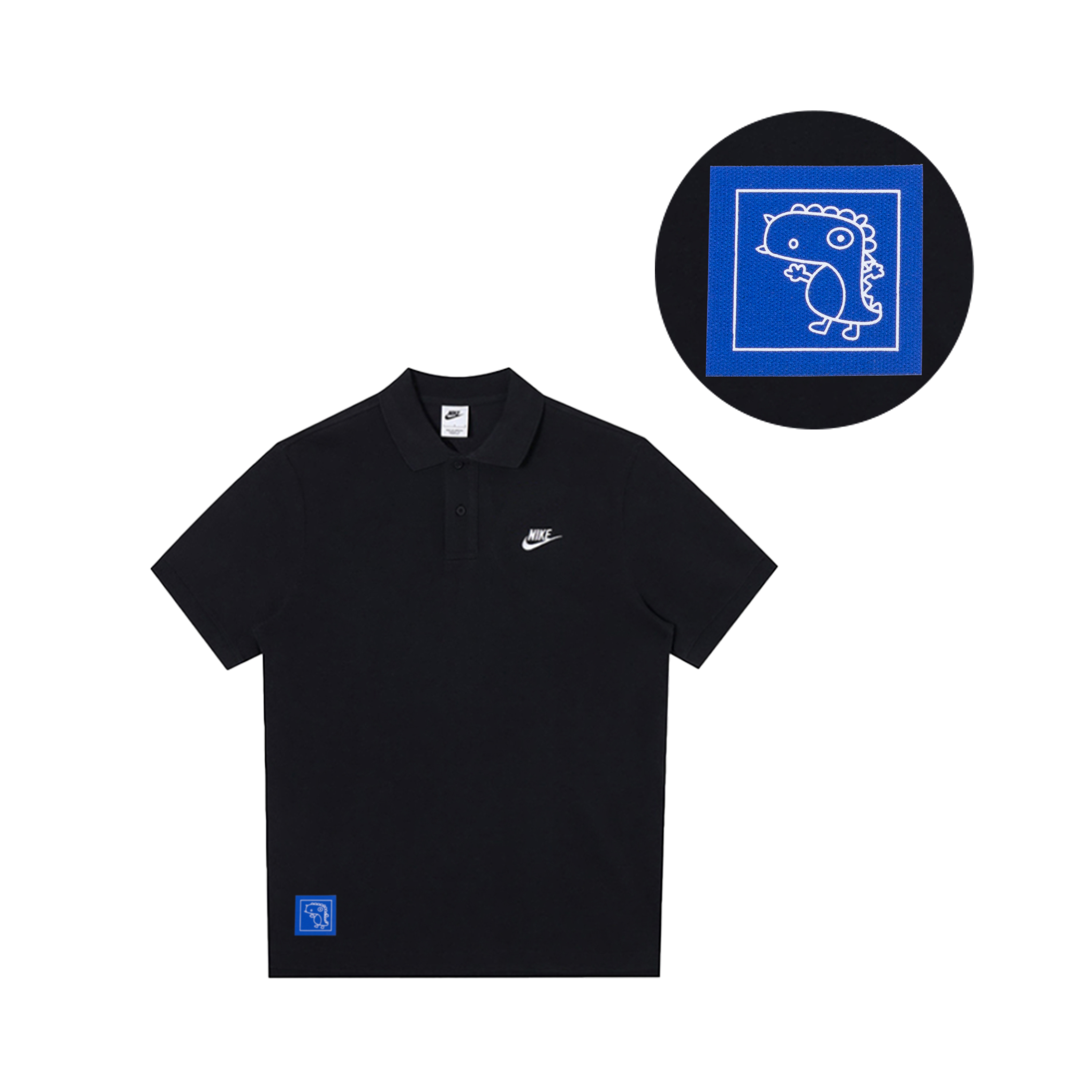 Nike, uniform, cartoon sports black polo for leisure, custom-made, with short sleeve