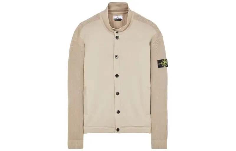 STONE ISLAND SS23 Sweaters Men's Khaki Turtleneck Moderate Cardigan